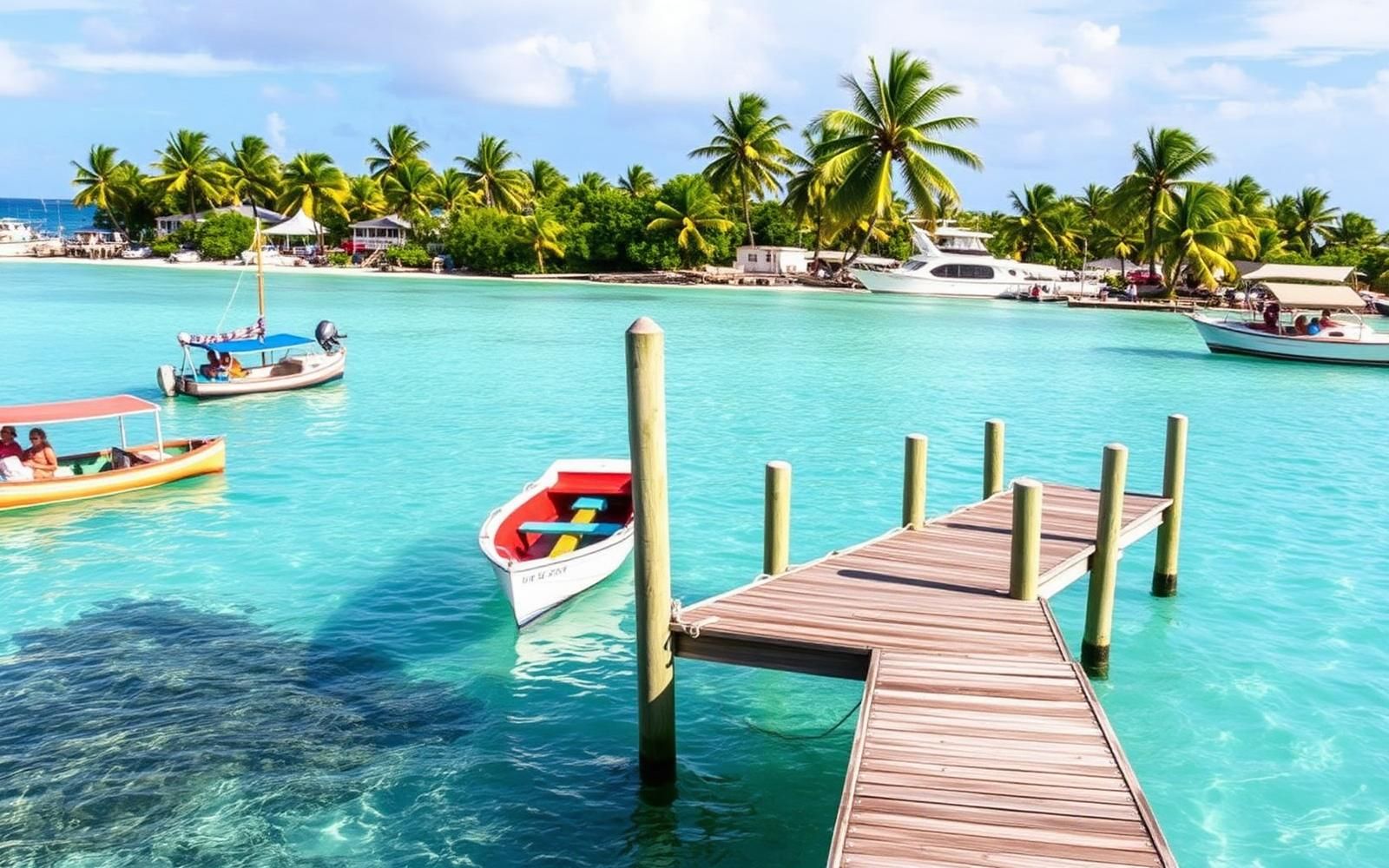 Caye Caulker wooden dock over turquoise Caribbean water