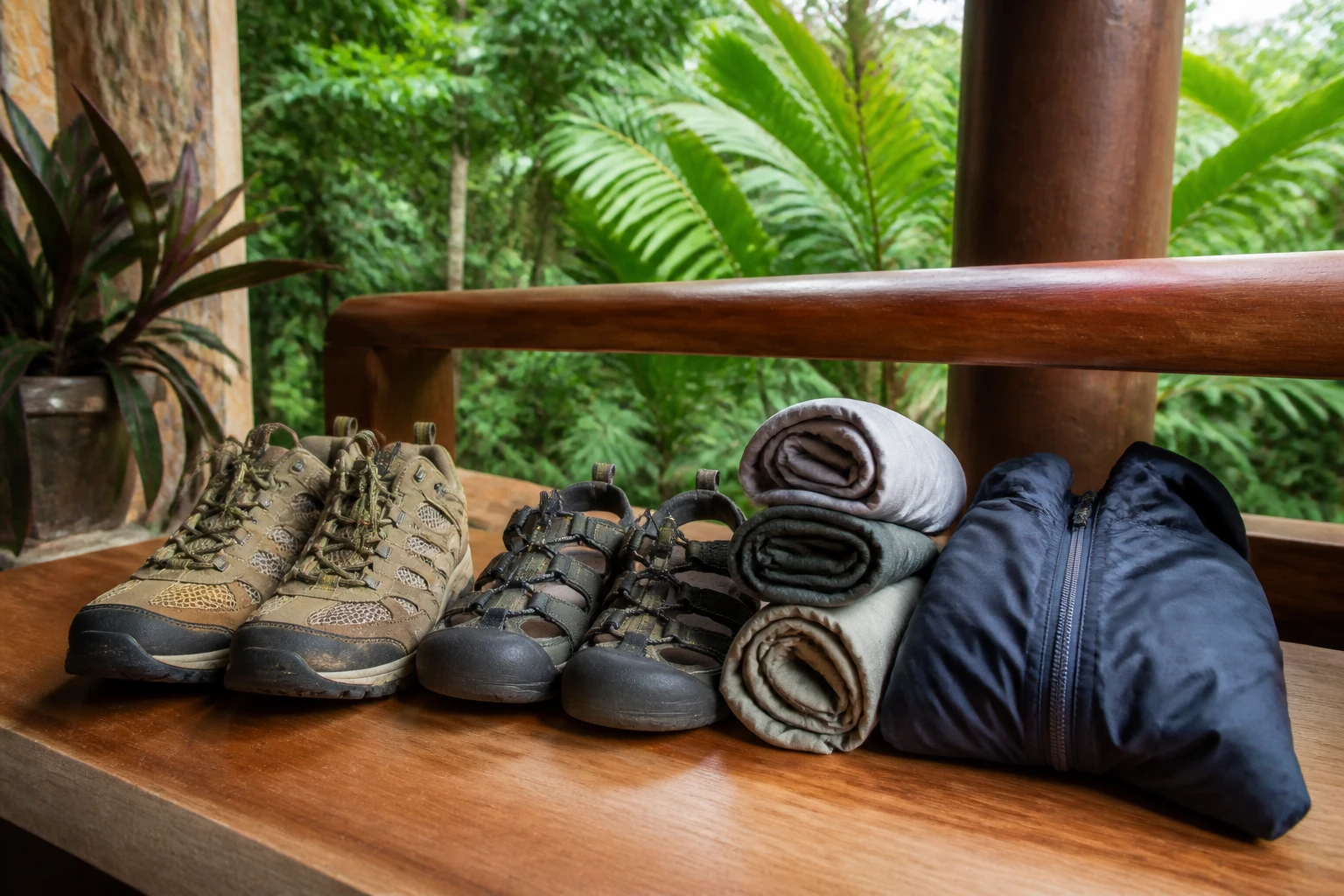 Grippy footwear and quick-drying clothing for Belize jungle travel