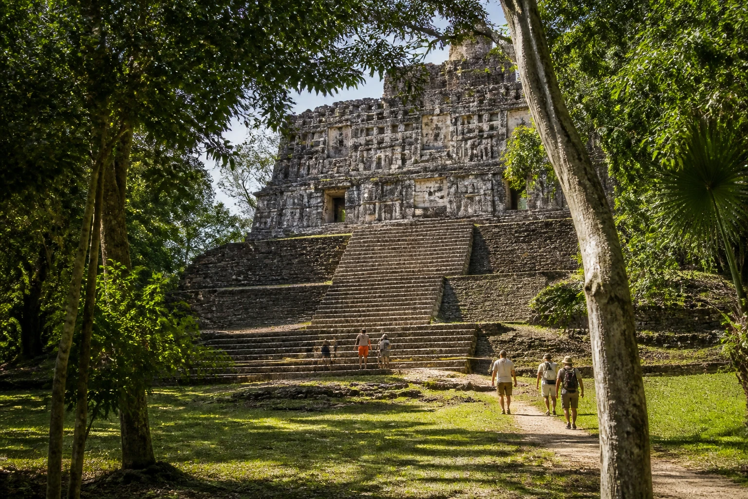 Maya stone structure surrounded by forest in western Belize