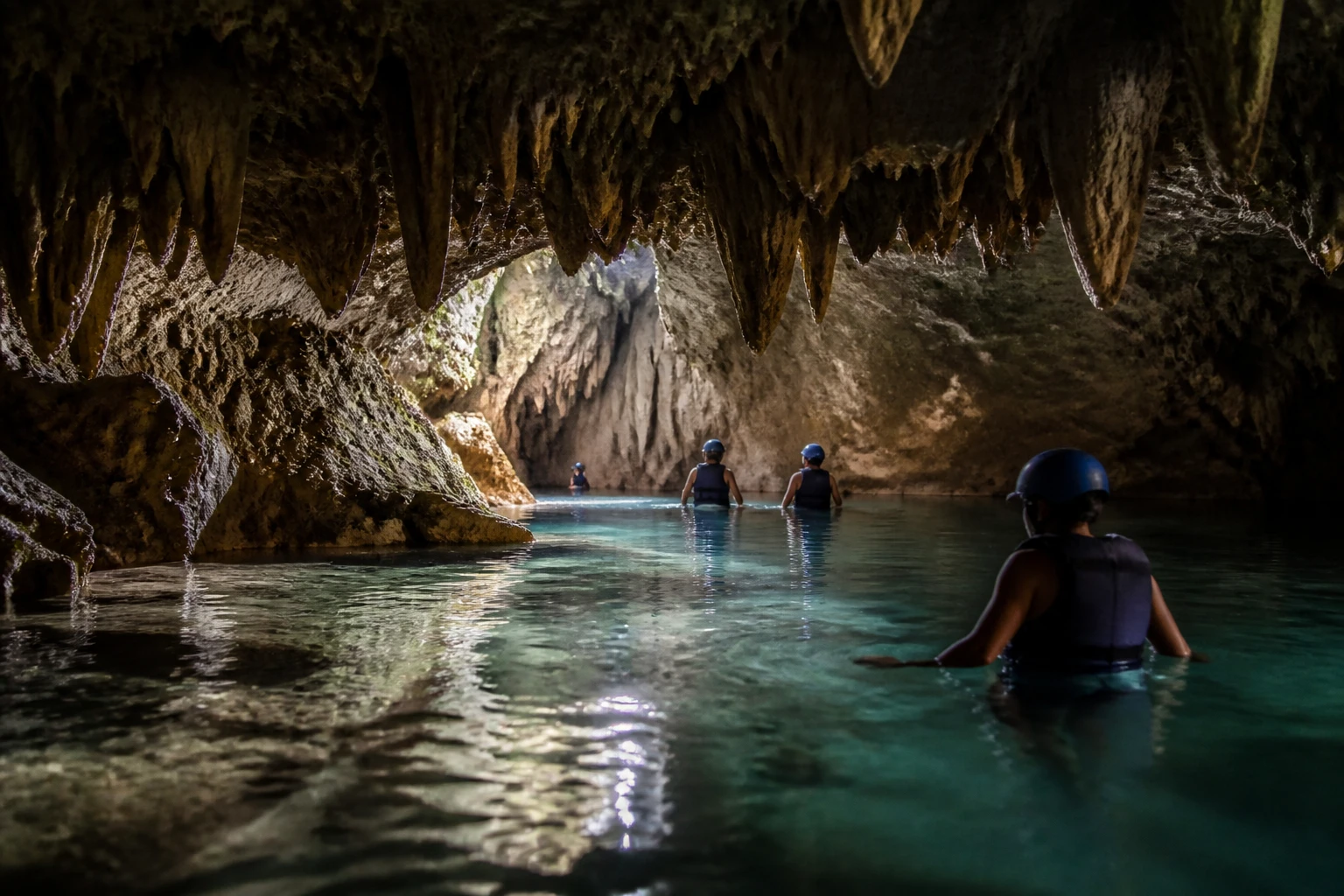 River flowing through a Belize cave