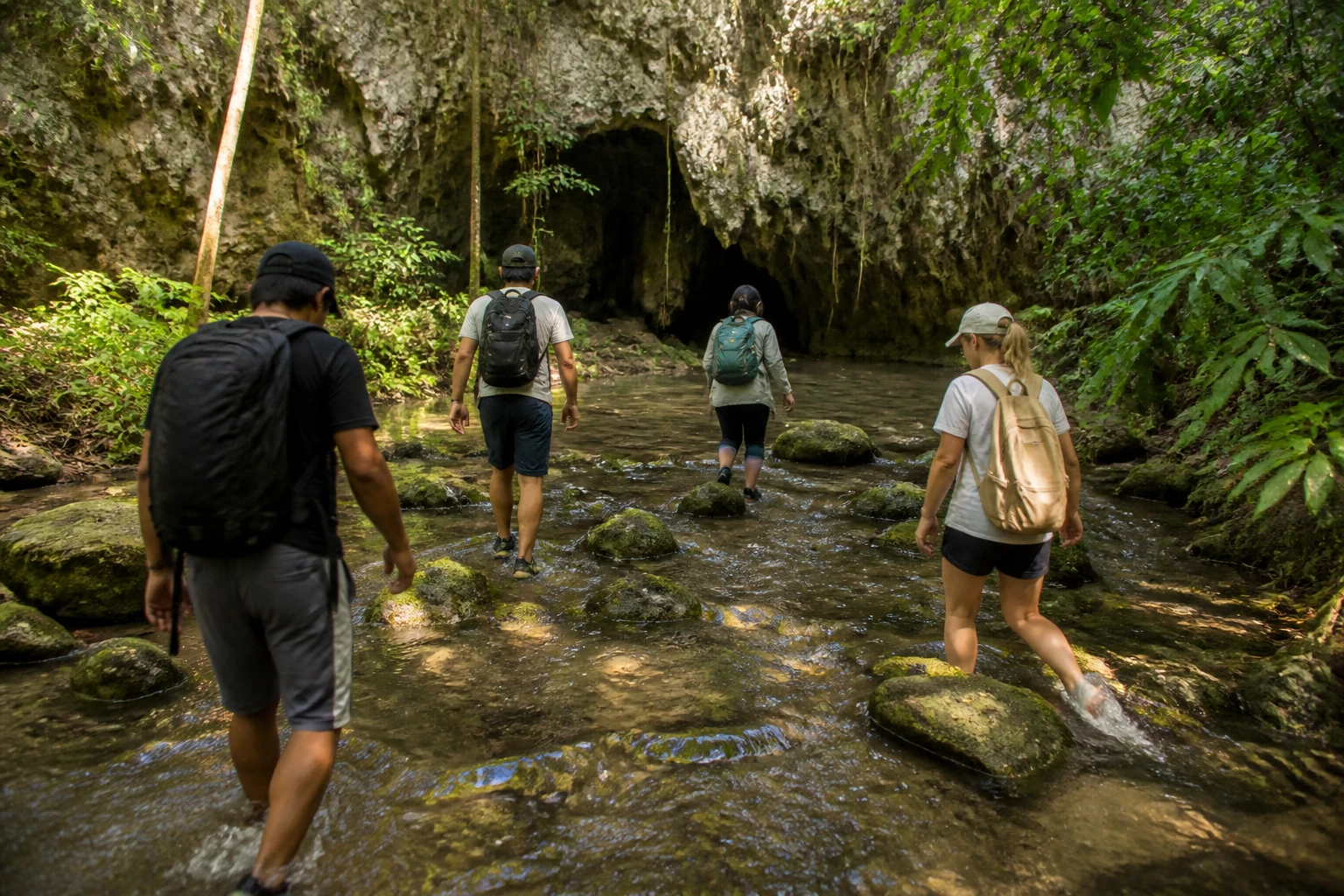 Stream crossing on the approach to a cave near San Ignacio
