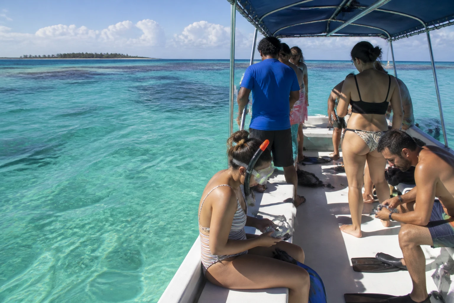 Boat prepared for a reef excursion near San Pedro
